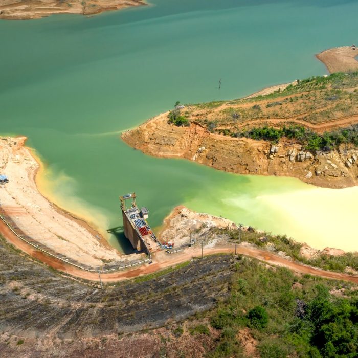 Aerial view of water infrastructure