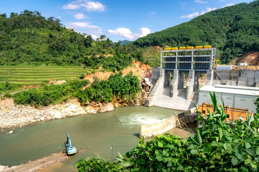 Hydroelectric infrastructure in a green valley