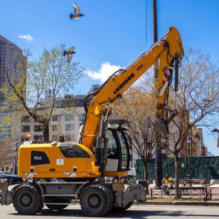Excavator working on site