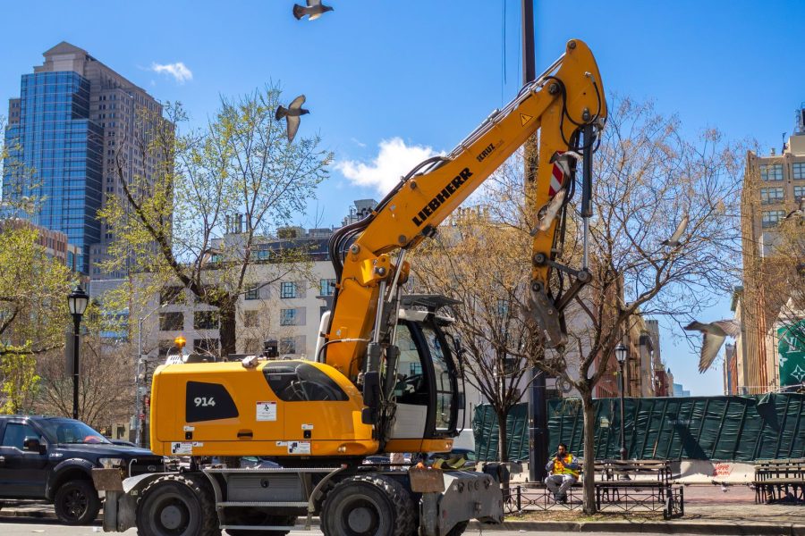 Excavator working on site